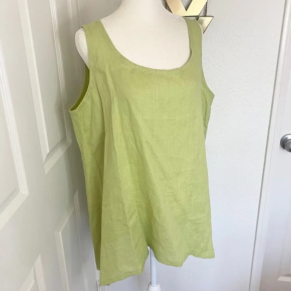 NWT Artful Home Go Lightly Maia A-Line Loose Linen Light Green Tank - Picture 3 of 11